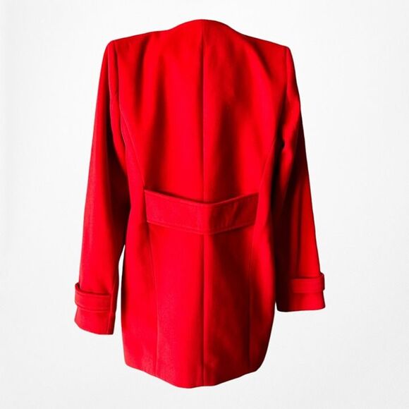 Vintage Y2K Orange Red Padded Shoulder Oversized Long Blazer Jacket Size S/M - Picture 6 of 6